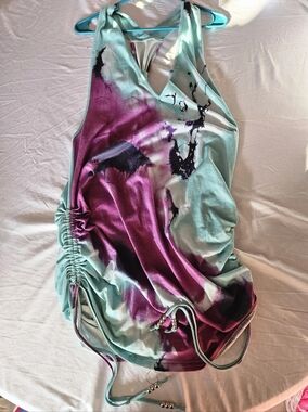 Tie-Dye Mint & Magenta Sleeveless Dress